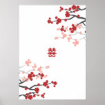 Red Sakuras & Double Happiness Wedding Poster posters