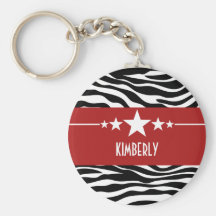 Red Sassy Star Zebra Keychain