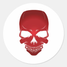 Red scull round sticker