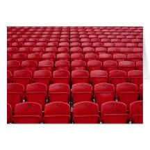 Red seats at football stadium greeting cards