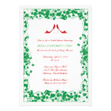 Red Shoes Green Flowers Bridal Shower Invitation
