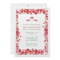 Red Shoes Red Flowers Bridal Shower Invitation
