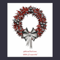 Red & Silver Christmas Wreath Holiday Poster posters