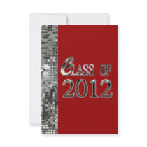 Red & Silver Sequins Graduation Invitations