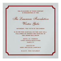 Red silver square frame corporate holiday formal announcements