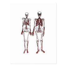 Red Skeleton Couple Post Cards