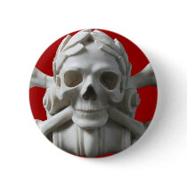 Red Skull & Bones Pirate Skeleton Buttons