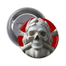 Red Skull & Bones Pirate Skeleton Buttons