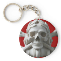 Red Skull & Bones Pirate Skeleton Keychain
