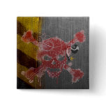 Red Skull & Skunk On Steel Pinback Button