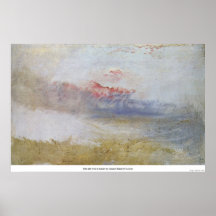 Red sky over a beach by Joseph Mallord Turner Poster