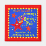Red Smiley Star 1st Birthday Party Magnet