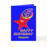 Red Smiley Star 6th Birthday Card with Name