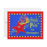 Red Smiley Star 8th Birthday Party Invitation