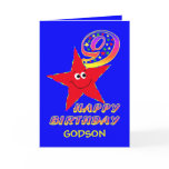 Red Smiley Star 9th Birthday Card with Name