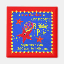 Red Smiley Star 9th Birthday Party Magnet