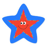 Red Smiley Star Bithday Party Sticker