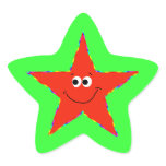 Red Smiley Star Bithday Party Sticker