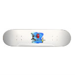 Red snare drum hihat cymbals blue background skateboard deck