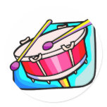 Red Snare Drum with Mallets Round Sticker