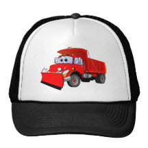 Red Snow Plough Cartoon Mesh Hats