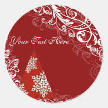Red Snowflake Tree Christmas Sticker
