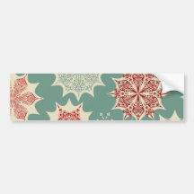 Red snowflakes on a green background bumper sticker