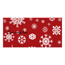 Red snowflakes pattern personalized photo card