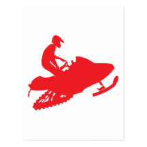 Red-Snowmobiler Postcards
