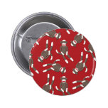 Red Sock Monkey Print Pinback Button