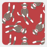 Red Sock Monkey Print Sticker