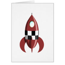 Red Space Rocket Card