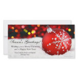 Red Sparkle Flat Business Christmas Greeting Card Photo Card
