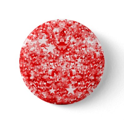 Red sparkles glitter and stars button