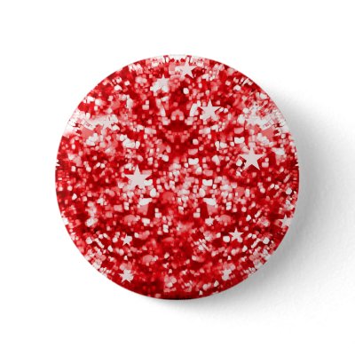 Red sparkles glitter and stars button