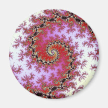 Red Spiral Fractal Design Fridge Magnets