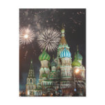 red square firework night postcards