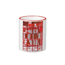 Red Squares, Reflections in Windows Mug