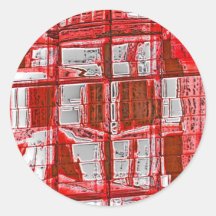 Red Squares, Reflections in Windows Round Stickers