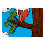Red squirrel in oak tree greeting cards