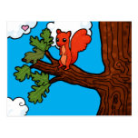 Red squirrel in oak tree postcards