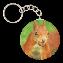 Red Squirrel with a nut keychains