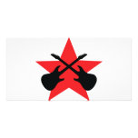 Red Star crossed guitars Customized Photo Card