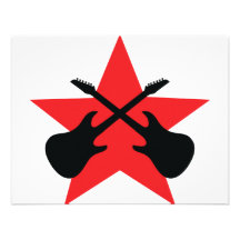 Red Star crossed guitars Invite