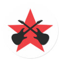 Red Star crossed guitars stickers