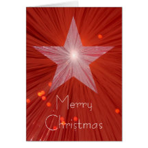Red Star 'Merry Christmas' vertical greetings card