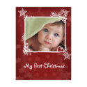 Red Star Snowflake First Christmas Photo Postcard