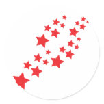 red stars falling round sticker