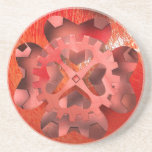 red  steampunk clockwork beverage coaster