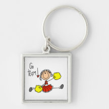 Red Stick Figure Cheerleader t-shirts and Gifts Key Chain